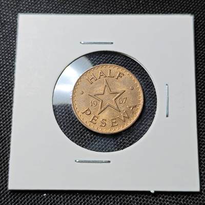 KK钱币收藏小铺  第417期 2月预留时间 周末发货 1967加纳1/2比塞瓦