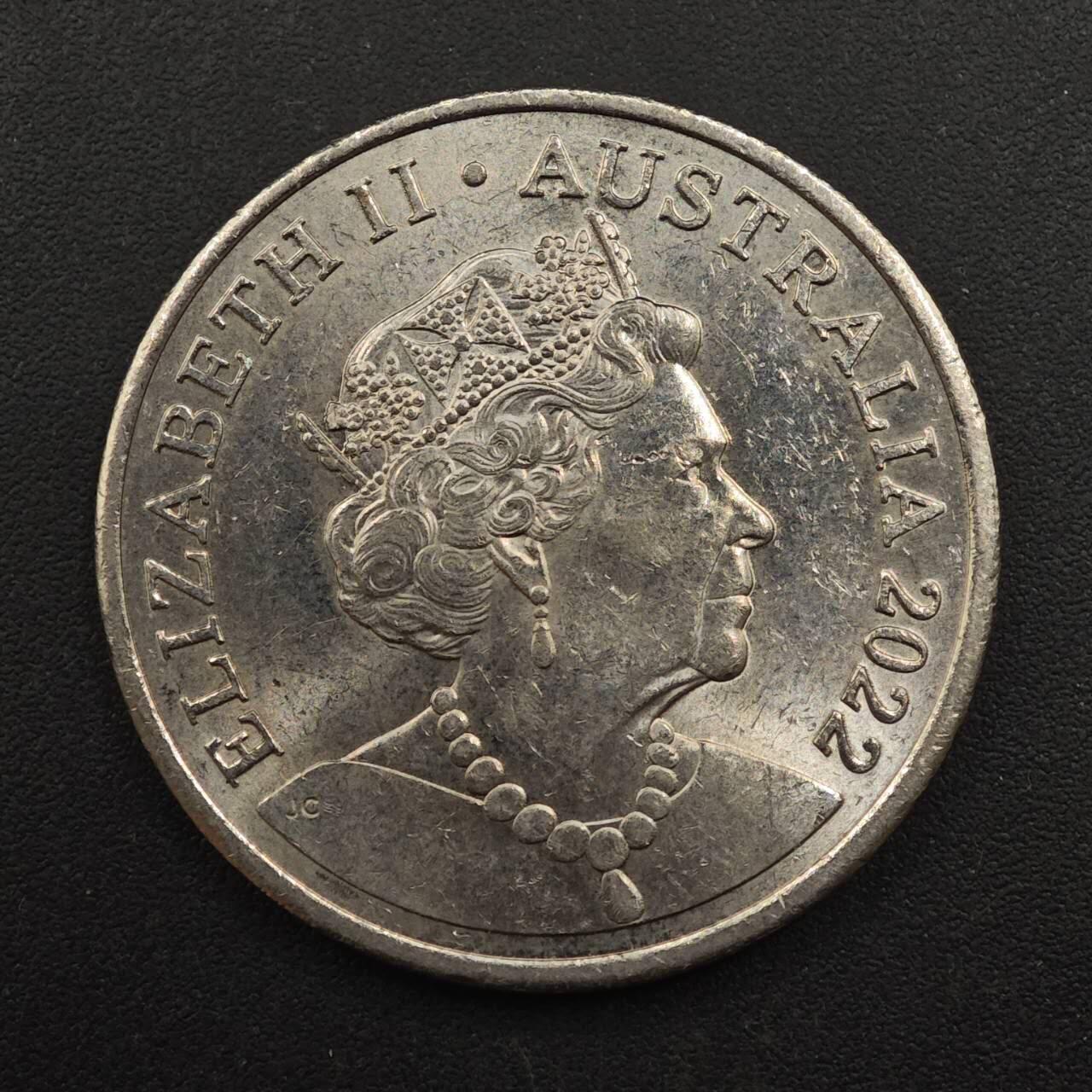 【淘币小摊】实时拍第八百八十七拍   散币场    每周一统一发货 澳大利亚2022年伊丽莎白二世20分镍币