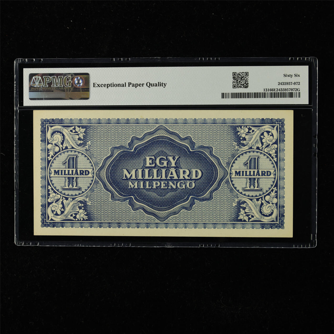 【亘邦集藏】第225期拍卖 1946年 匈牙利1Milliard Milpengo PMG 66EPQ 2435957-072