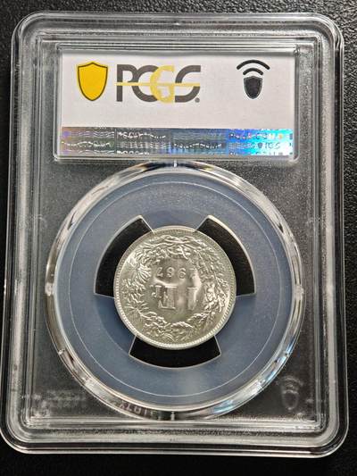 【德藏】世界币章拍卖第170期（拍品征集中~欢迎藏友联系） 1967年 瑞士1法郎银币 该面值最后一年银币 原光极强 转光十足 PCGS MS67