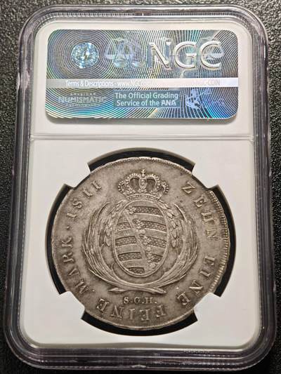 【德藏】世界币章拍卖第170期（拍品征集中~欢迎藏友联系） 1811年 德国萨克森腓特烈奥古斯特一世泰勒银币 NGC AU55 状态极佳