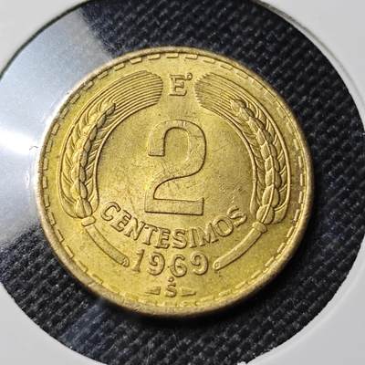KK钱币收藏小铺  第417期 2月预留时间 周末发货 1969智利2分 好品