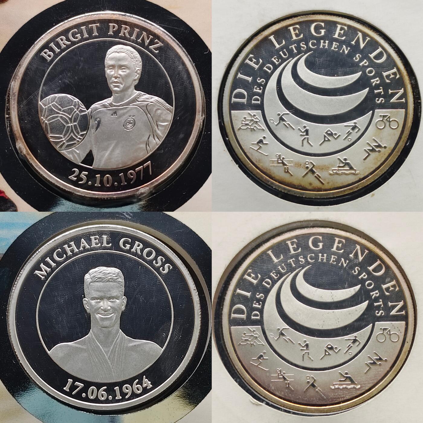 【全场包邮】纯粹捡漏拍517场 【纪念章】德国2011年德国体育与奥林匹克博物馆历史传奇系列精制纪念邮章封4枚套（女子跳高乌尔里克·迈法特/男子游泳迈克尔·格罗斯/女子游泳克里斯汀·奥托/女子足球布里特·普林兹）