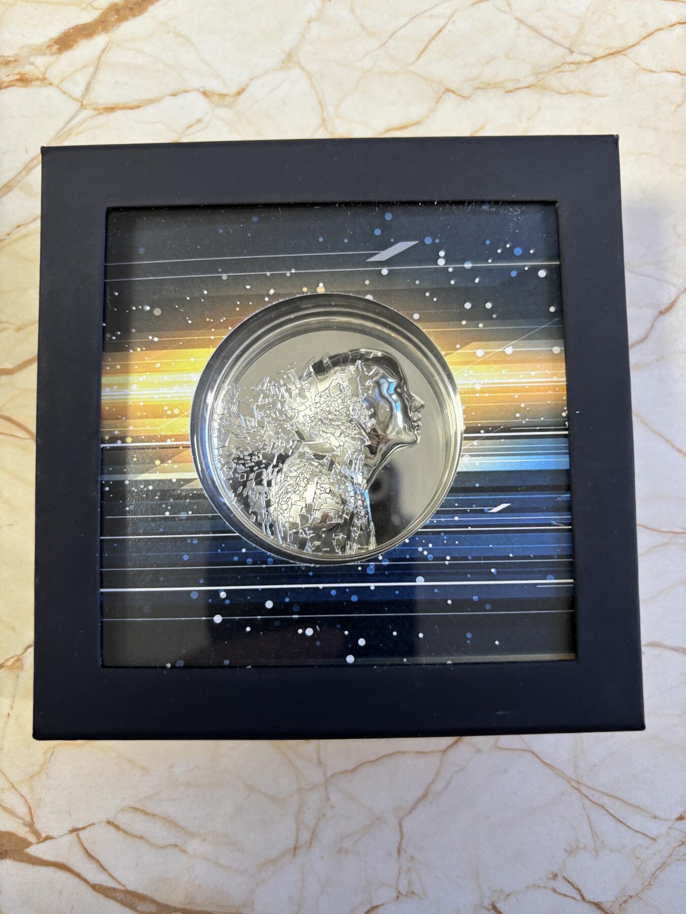 第196期拍卖 库克2021年信息大爆炸3盎司高浮雕精制纪念银币，999银，发行量999枚