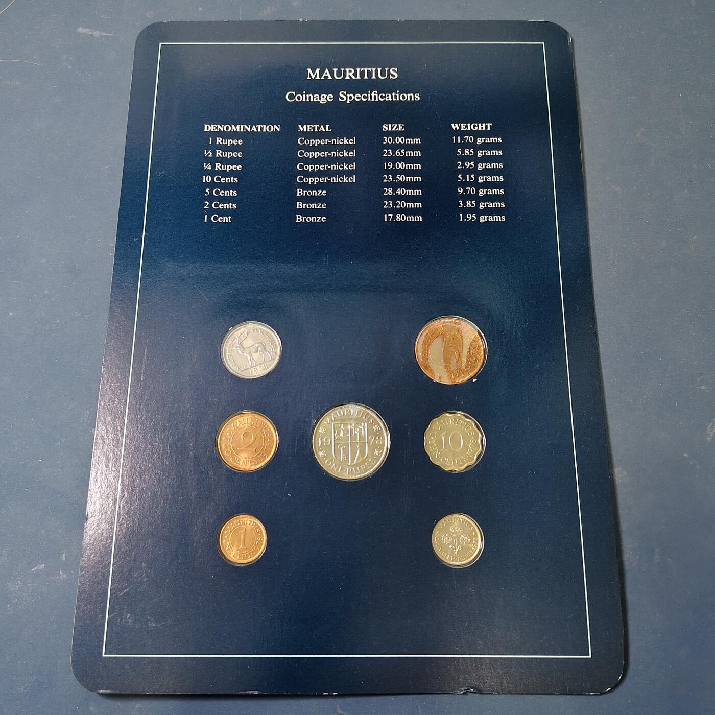 【全场包邮】纯粹捡漏拍517场 【富兰克林·世界各国硬币系列邮币卡】毛里求斯共和国