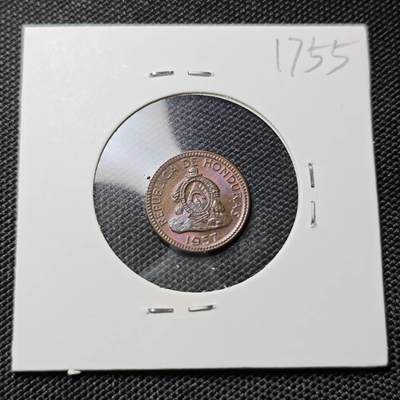 KK钱币收藏小铺  第417期 2月预留时间 周末发货 1957洪都拉斯1分 好品铜币