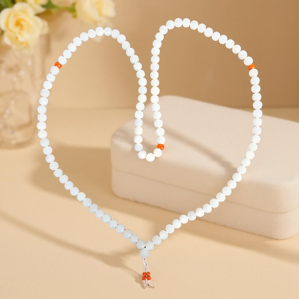 碧月说宝 君子怀瑾·当代和田玉清风专场（七） 白玉莲花配南红108佛珠