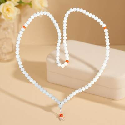 碧月说宝 君子怀瑾·当代和田玉清风专场（七） - 白玉莲花配南红108佛珠