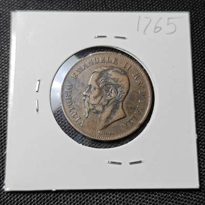 KK钱币收藏小铺  第417期 2月预留时间 周末发货 1861意大利5分 