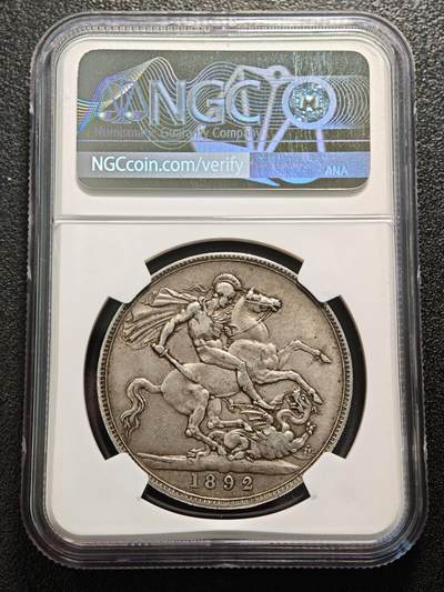 【德藏】世界币章拍卖第170期（拍品征集中~欢迎藏友联系） 1892年 英国维多利亚马剑克朗大银币 经典热门品种 NGC XF45