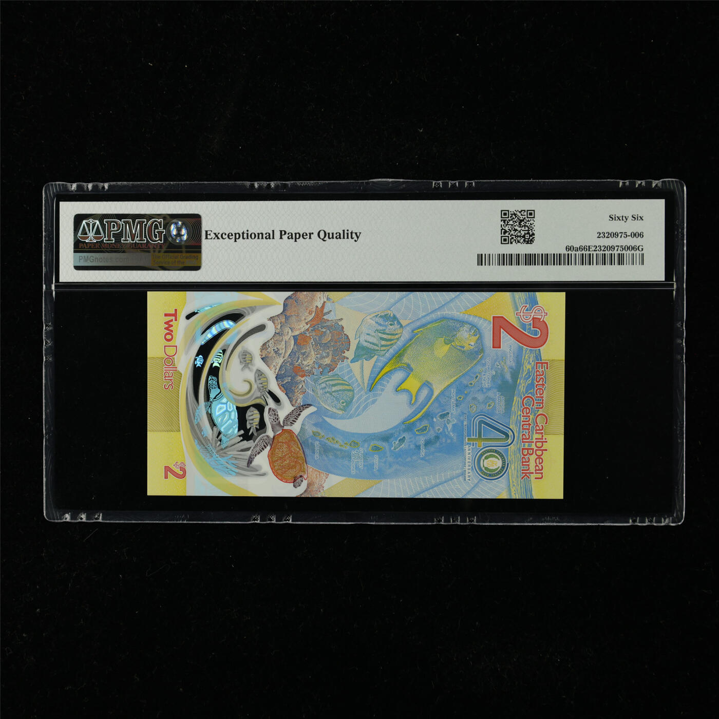 【亘邦集藏】第225期拍卖 2023年 东加勒比海纪念钞2元 PMG 66EPQ AC662251