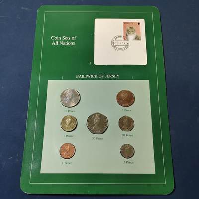 【全场包邮】纯粹捡漏拍517场 - 【富兰克林·世界各国硬币系列邮币卡】泽西（英国属地）-1镑为帆船版