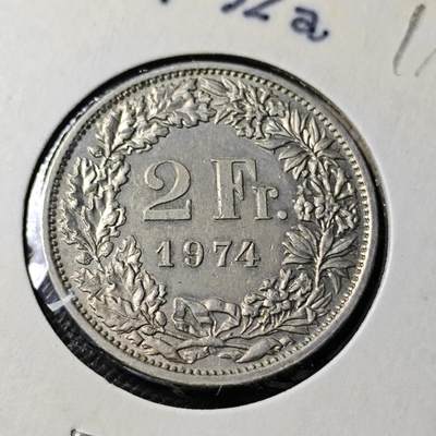 KK钱币收藏小铺  第417期 2月预留时间 周末发货  1974瑞士2法郎