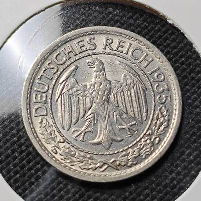 KK钱币收藏小铺  第417期 2月预留时间 周末发货 1935魏玛德国50芬尼 好品