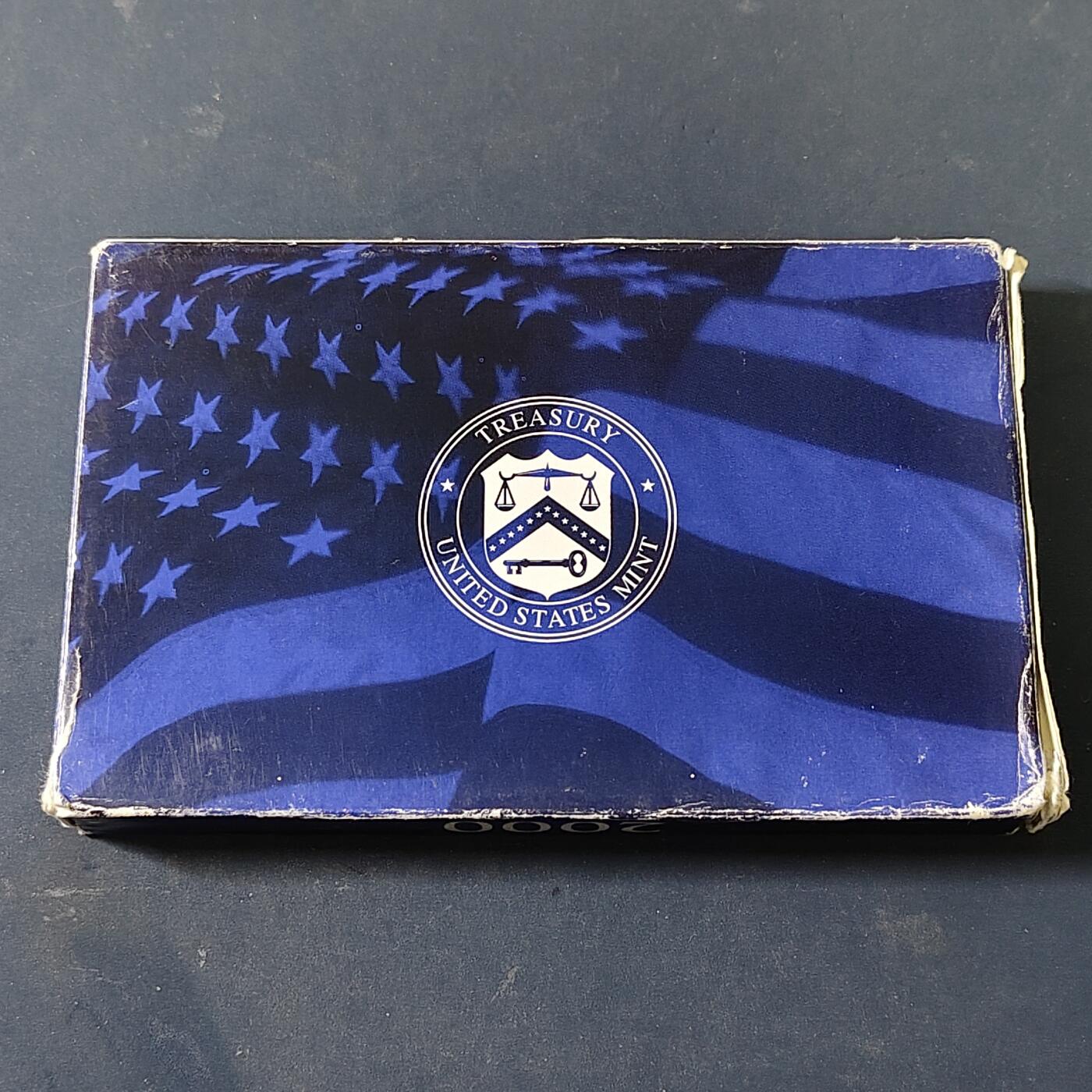 【全场包邮】纯粹捡漏拍517场 美国2000年官方封装精制套币（流通币一盒+州币一盒）-盒证全