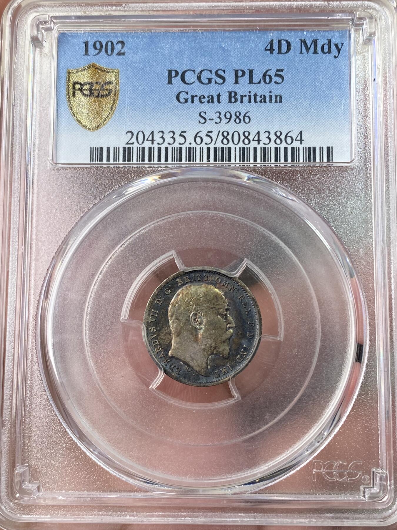 万国钱币拍卖第064期 PCGS PL65~67 1902年英国爱德华七世类精制濯足币一套四枚 绝美五彩包浆GEM顶级品质