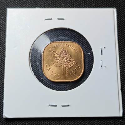 KK钱币收藏小铺  第415期 2月预留时间 周末发货 1975斯威士兰2分好品铜币