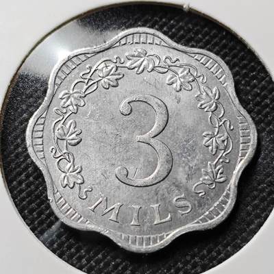 KK钱币收藏小铺  第417期 2月预留时间 周末发货 1972马耳他3米尔