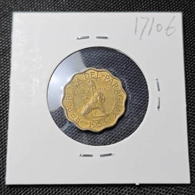 KK钱币收藏小铺  第417期 2月预留时间 周末发货 1953巴拉圭10分 