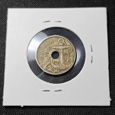 KK钱币收藏小铺  第415期 2月预留时间 周末发货 1949西班牙50分 
