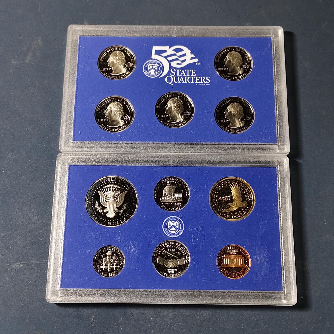 【全场包邮】纯粹捡漏拍517场 美国2004年官方封装精制套币（流通币一盒+州币一盒）-盒证全