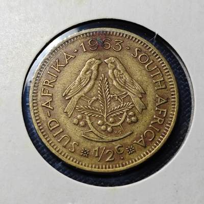 KK钱币收藏小铺  第417期 2月预留时间 周末发货 1963南非1/2分