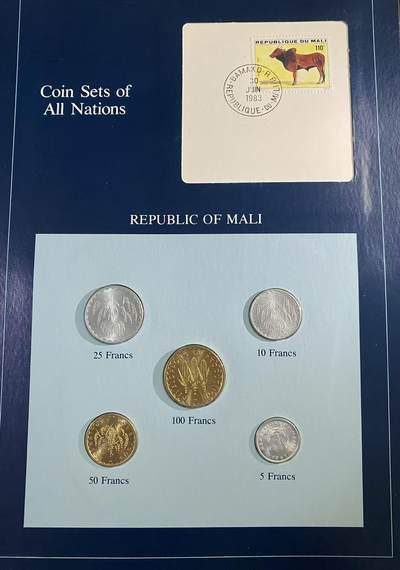 日日生财—方圆世界（全场包邮）第二场 - 马里共和国的硬币套装 附带一张1983年6月30日发行的马里邮票