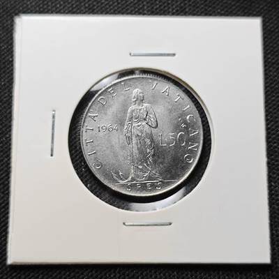 KK钱币收藏小铺  第415期 2月预留时间 周末发货 1964梵蒂冈50里拉 
