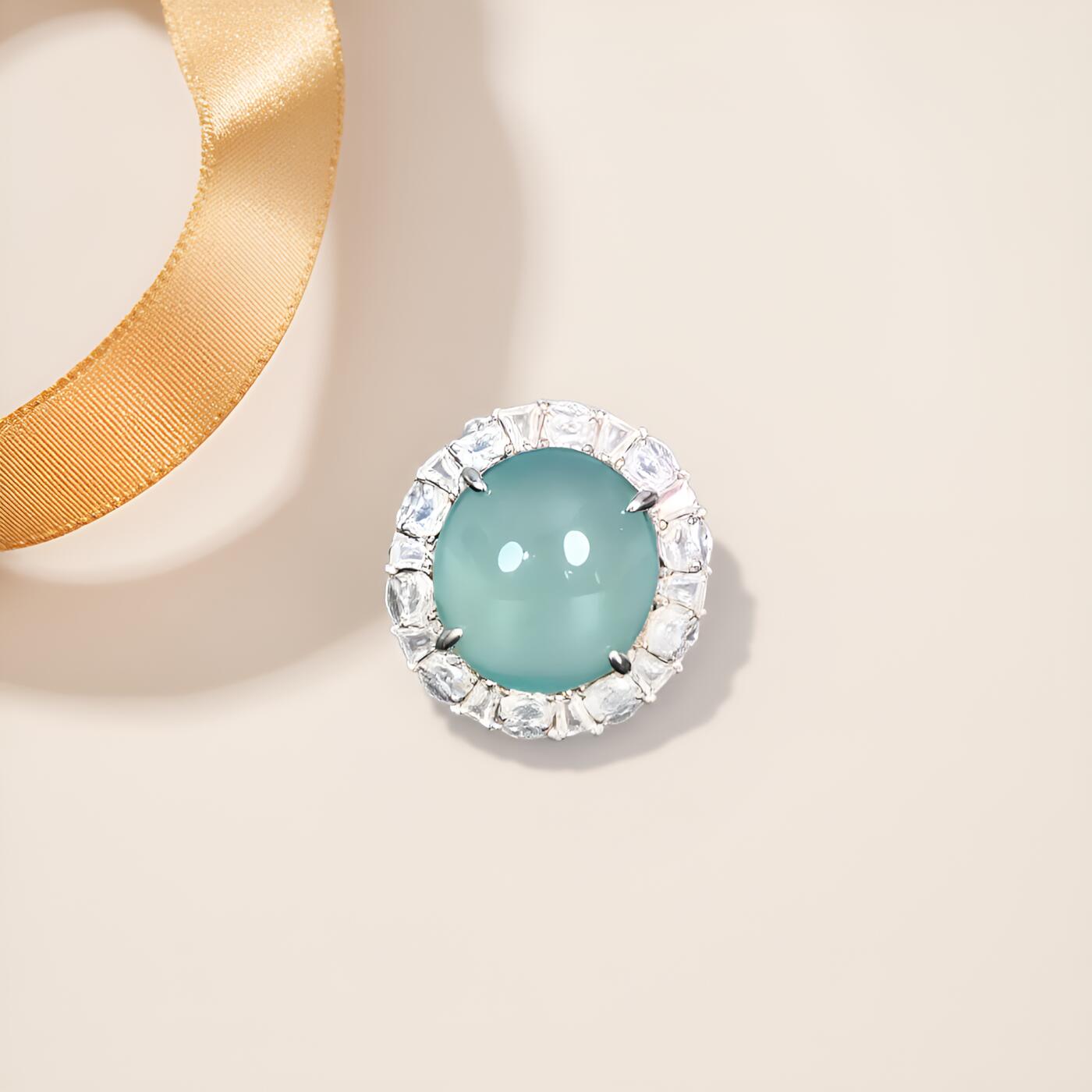 碧月说宝 君子怀瑾·当代和田玉清风专场（七） s925高冰蓝水翡翠蛋面戒指吊坠两用款