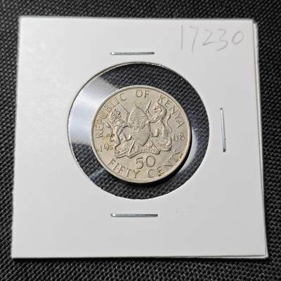 KK钱币收藏小铺  第417期 2月预留时间 周末发货 1968肯尼亚50分 早期头像无字版