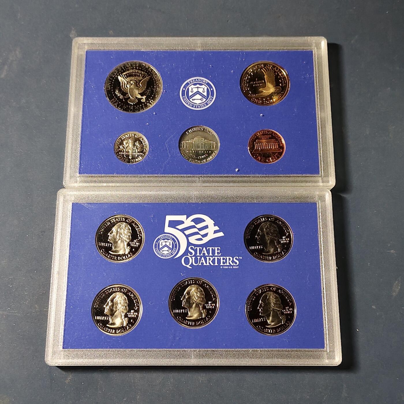 【全场包邮】纯粹捡漏拍517场 美国2000年官方封装精制套币（流通币一盒+州币一盒）-盒证全