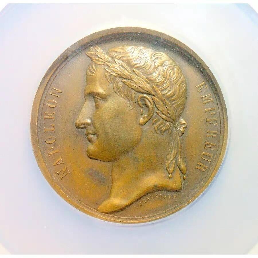 【艺术】NGC MS62 法国艺术大章1840年 拿破仑灵柩返回巴黎 高浮雕精制超大铜章 60MM 超大加厚盒子