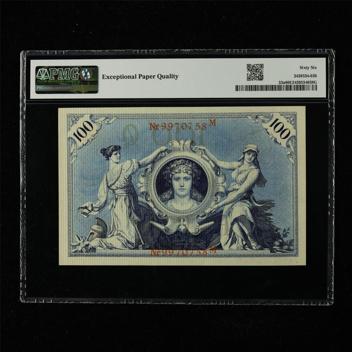 【亘邦集藏】第225期拍卖 1908年 德国100马克 PMG 66EPQ 9970758M