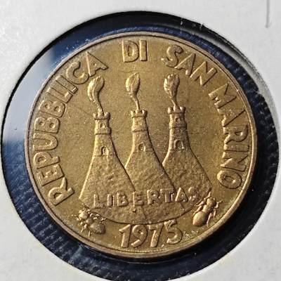 KK钱币收藏小铺  第417期 2月预留时间 周末发货 1975圣马力诺20里拉 好品