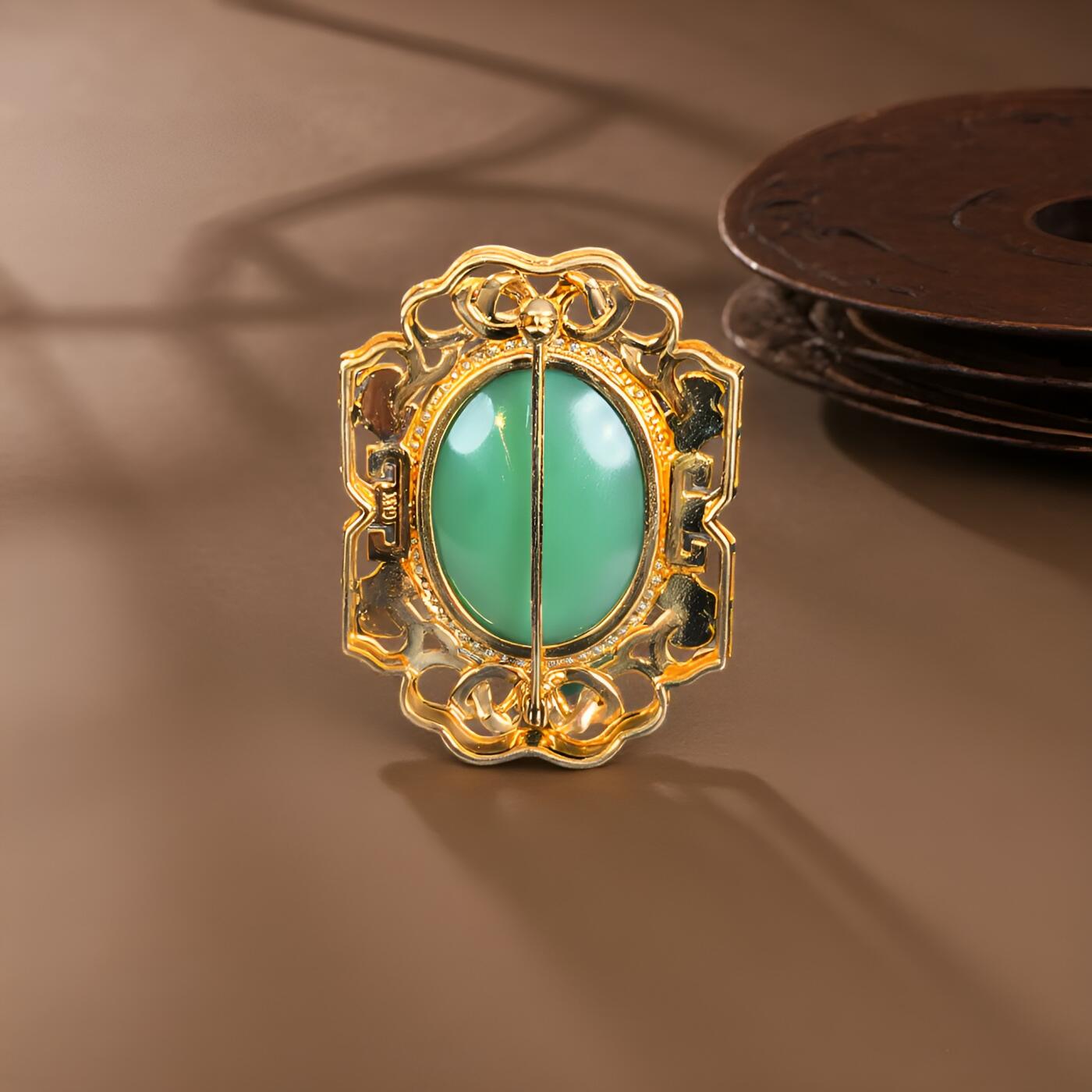 碧月说宝 君子怀瑾·当代和田玉清风专场（七） 18K金粉绿挂件