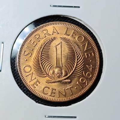 KK钱币收藏小铺  第417期 2月预留时间 周末发货 1964塞拉利昂1分好品铜币