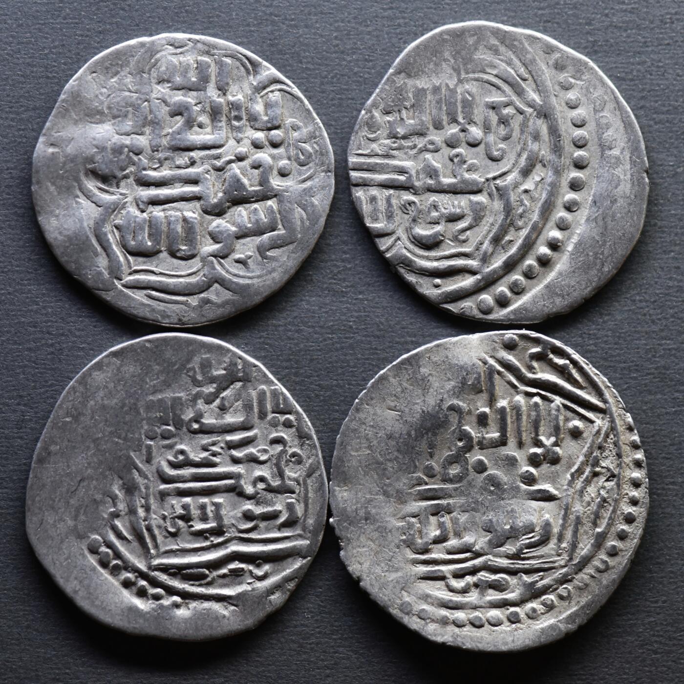 【良泉】4月16日【西方古代打制币】拍卖108件 公元1295-1304年【蒙古】伊尔汗国，合赞汗“三体文”银币三第尔汗版4枚，总重8.69克