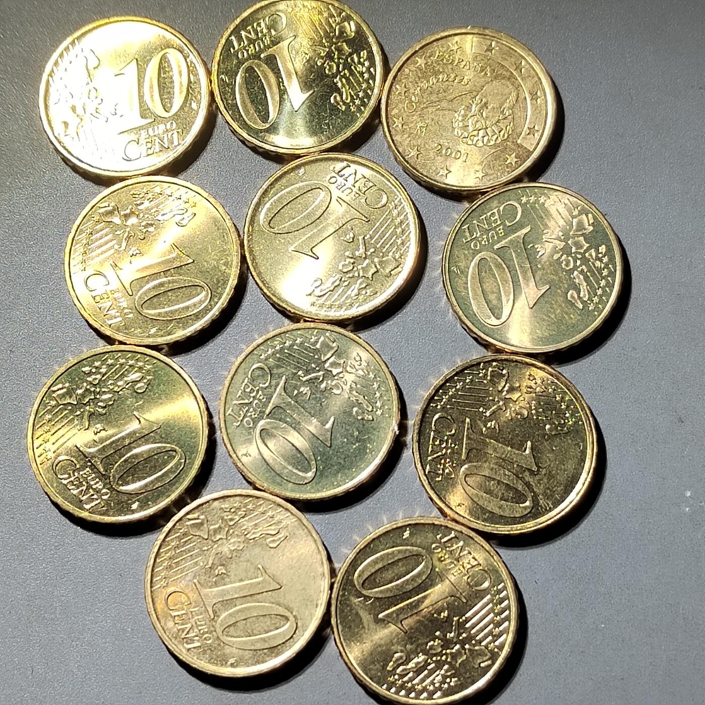 PCAI钱币  2-795  钱币小专场 10欧分 原册拆出有氧化