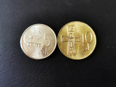 零零发外国硬币拍卖 无佣金 - 斯洛伐克两枚