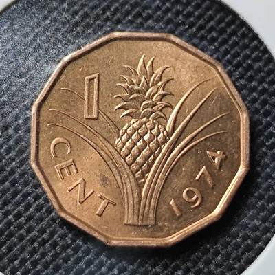 KK钱币收藏小铺  第417期 2月预留时间 周末发货 1974斯威士兰1分 好品