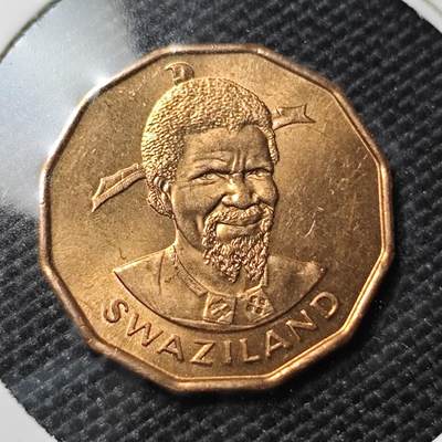 KK钱币收藏小铺  第417期 2月预留时间 周末发货 1974斯威士兰1分 好品铜币