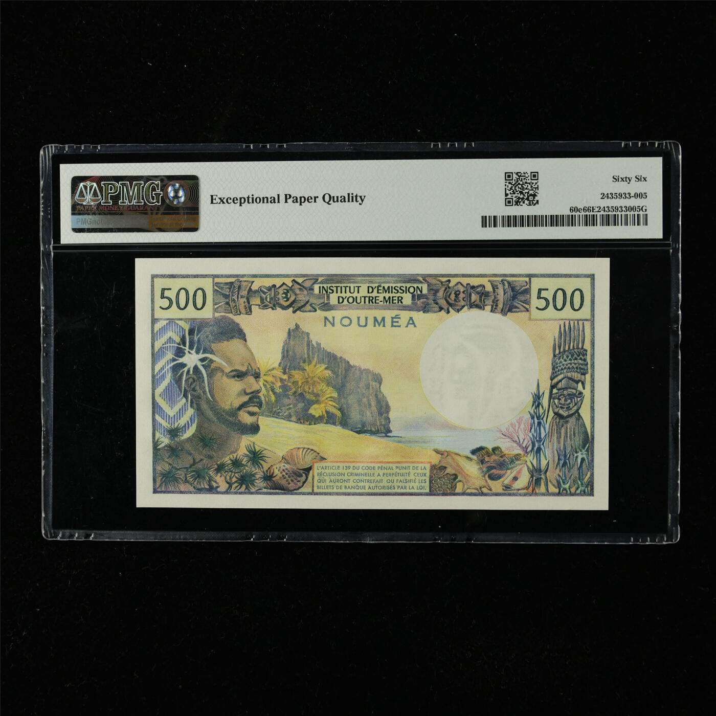 【亘邦集藏】第225期拍卖 1969-92年 新喀里多尼亚500法郎 PMG 66EPQ W.1 40964