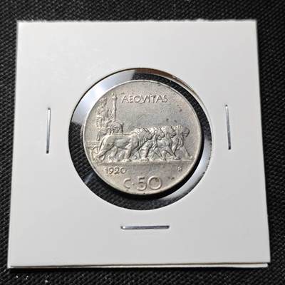 KK钱币收藏小铺  第415期 2月预留时间 周末发货 1920意大利50分 四狮子