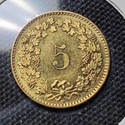 KK钱币收藏小铺  第417期 2月预留时间 周末发货 2013瑞士5分 