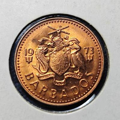 KK钱币收藏小铺  第417期 2月预留时间 周末发货 1973巴巴多斯1分