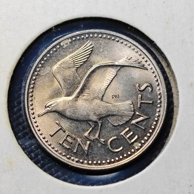 KK钱币收藏小铺  第417期 2月预留时间 周末发货 1973巴巴多斯10分 好品