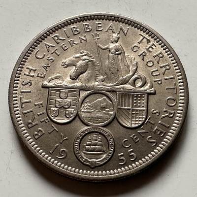 🌹外币初藏🌹🐯2026年第36场   每周二四六晚8️⃣点 接代拍 - 东加勒比1955年50分