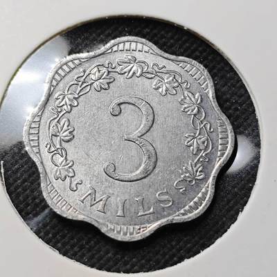 KK钱币收藏小铺  第415期 2月预留时间 周末发货 1972马耳他3米尔 