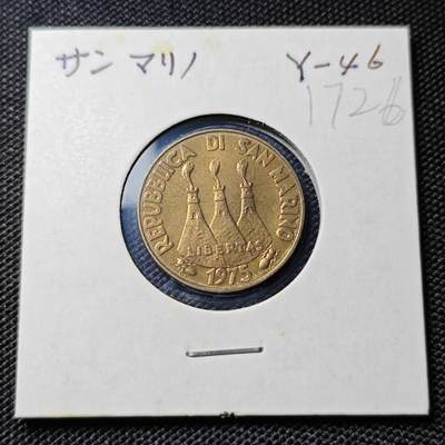 KK钱币收藏小铺  第417期 2月预留时间 周末发货 1975圣马力诺20里拉 好品