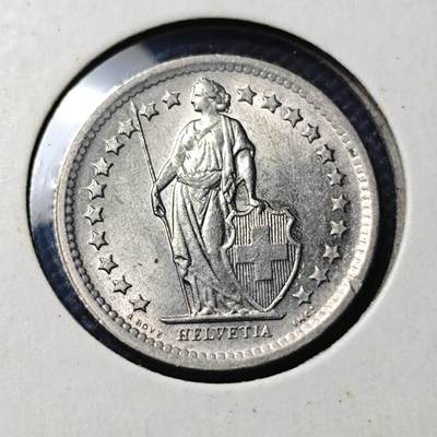 KK钱币收藏小铺  第417期 2月预留时间 周末发货 1969瑞士1/2法郎 好品